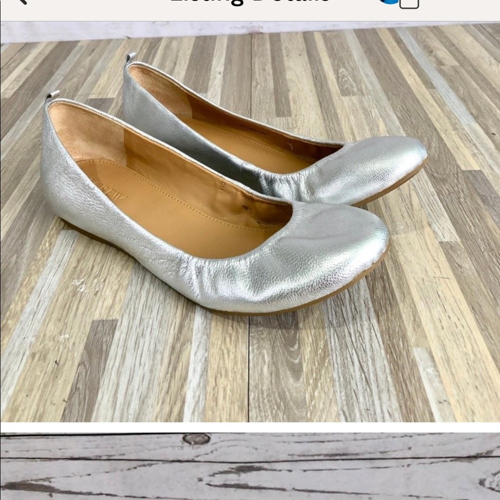 J. Crew Silver Metallic Emma Ballet Flats Size 9